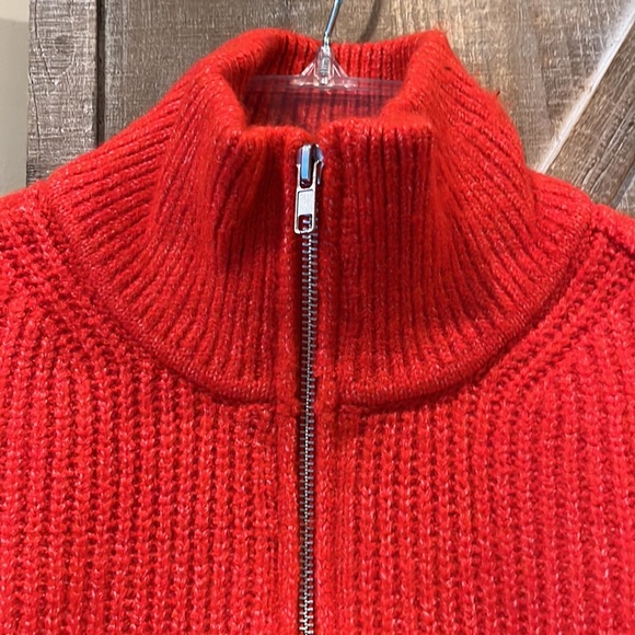 Red Cozy Vince Camuto Sweater Crossfire Acrylic Zip Neck - Picture 7 of 16
